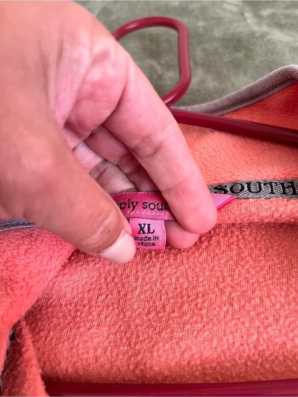 Simply Southern Coral and Gray fleece Pullover - Picture 4 of 4